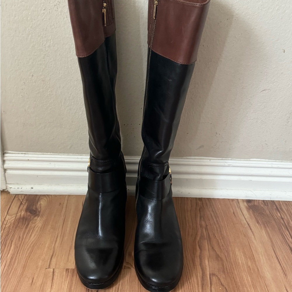 Michael Kors Brown and Black Riding Boots 8 1/2